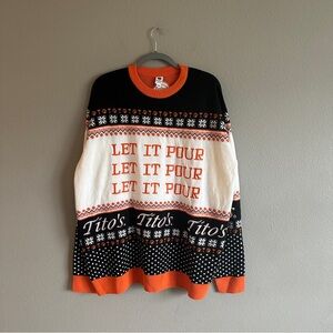 Tito's Black and Orange Christmas Ugly Sweater 3XL